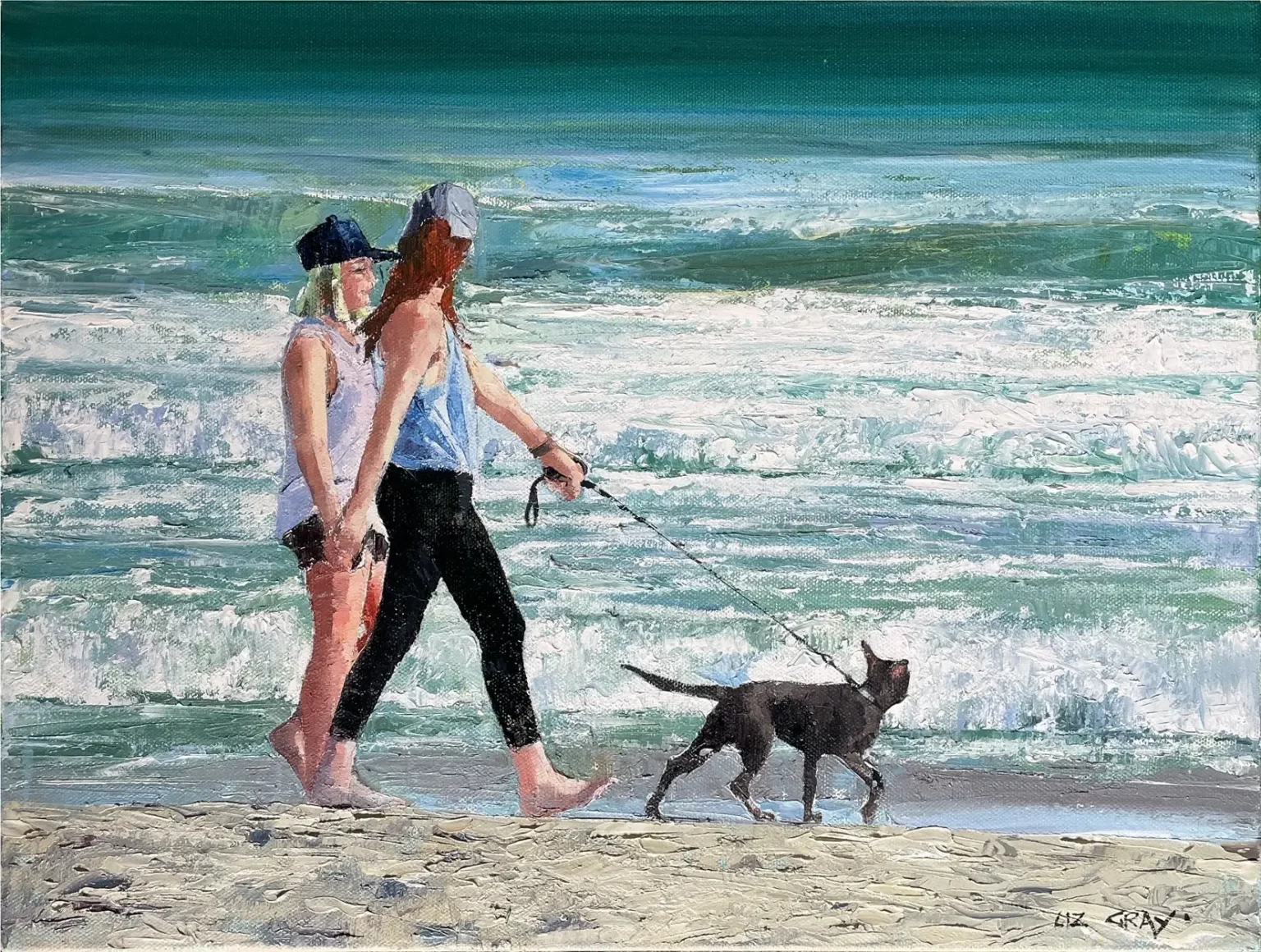 Liz Gray's "Afternoon Walkies" Oil Painting Product