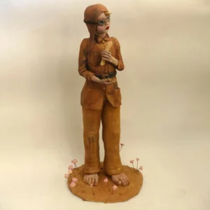 Carol Clitheroe's "Hannah is Ready to Explore" Handmade Clay Sculpture artwork for sale