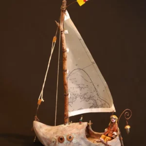 Carol Clitheroe's "Sail Away" Handmade Clay Scuplture artwork for sale