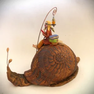 Carol Clitheroe's "Slow Night Time Ride" Handmade Clay Sculpture artwork for sale