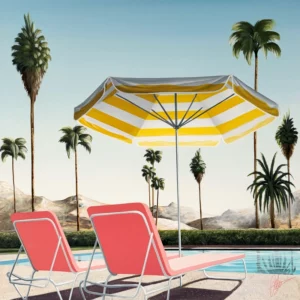 Chris Riley's "Afternoon Poolside Retreat" 105 x 105cm artwork for sale