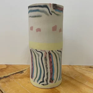 Jane Aitken's "Ningaloo Dreaming Cylinder" Nerikomi and porcelain handbuilt product