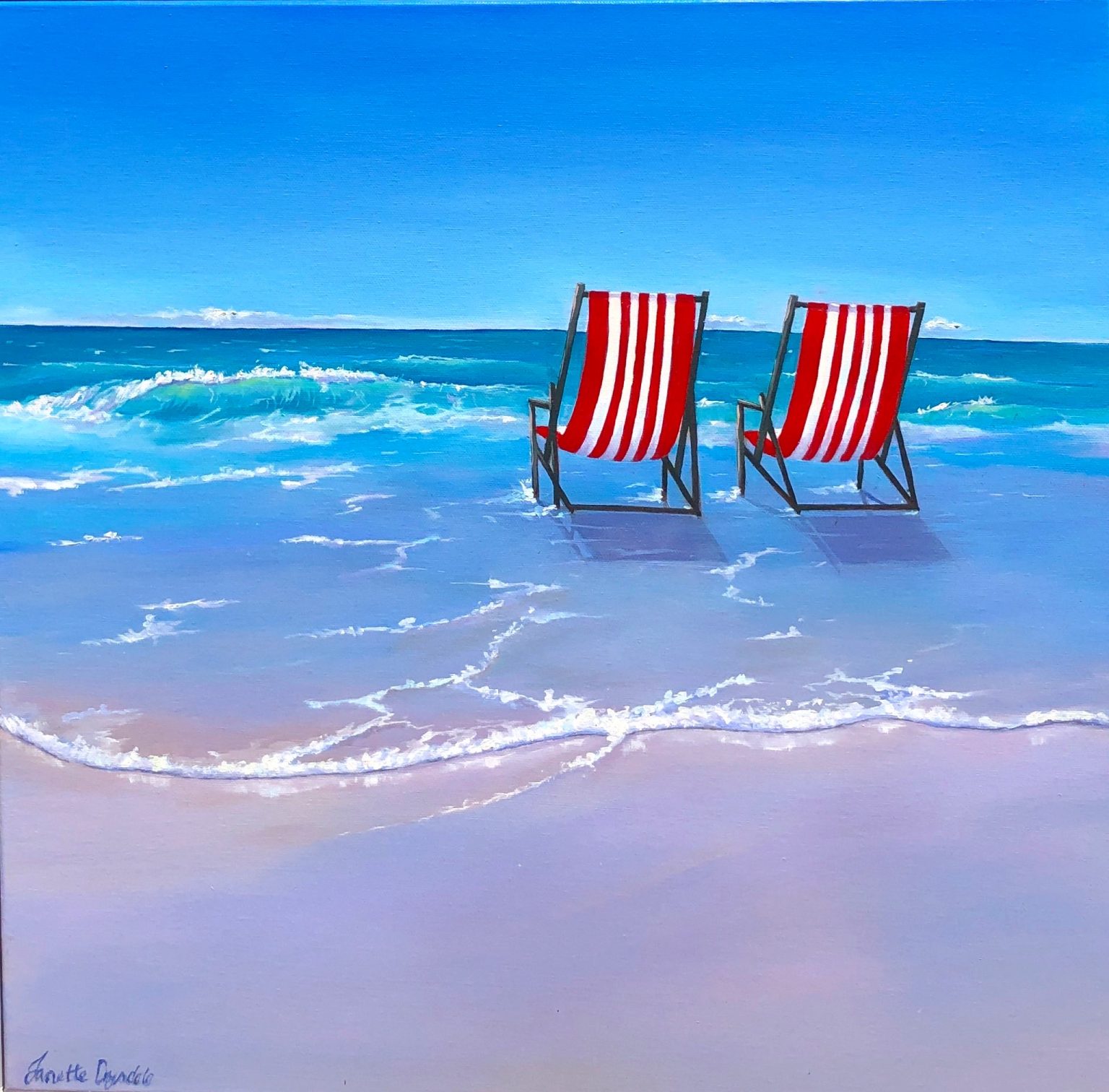 Janette Drysdales' "Take A Seat" oil painting product