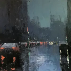 Mike Barr Big City Rain Oil on Canvas 80 x 140 cm's ""  artwork for sale