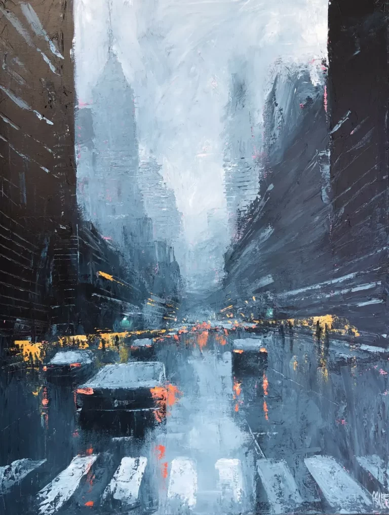 Mike Barr's "Big City Showers" Acrylic artwork for sale