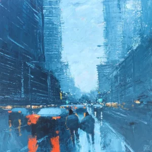 Mike Barr's "Rainy City" Acrylic artwork for sale