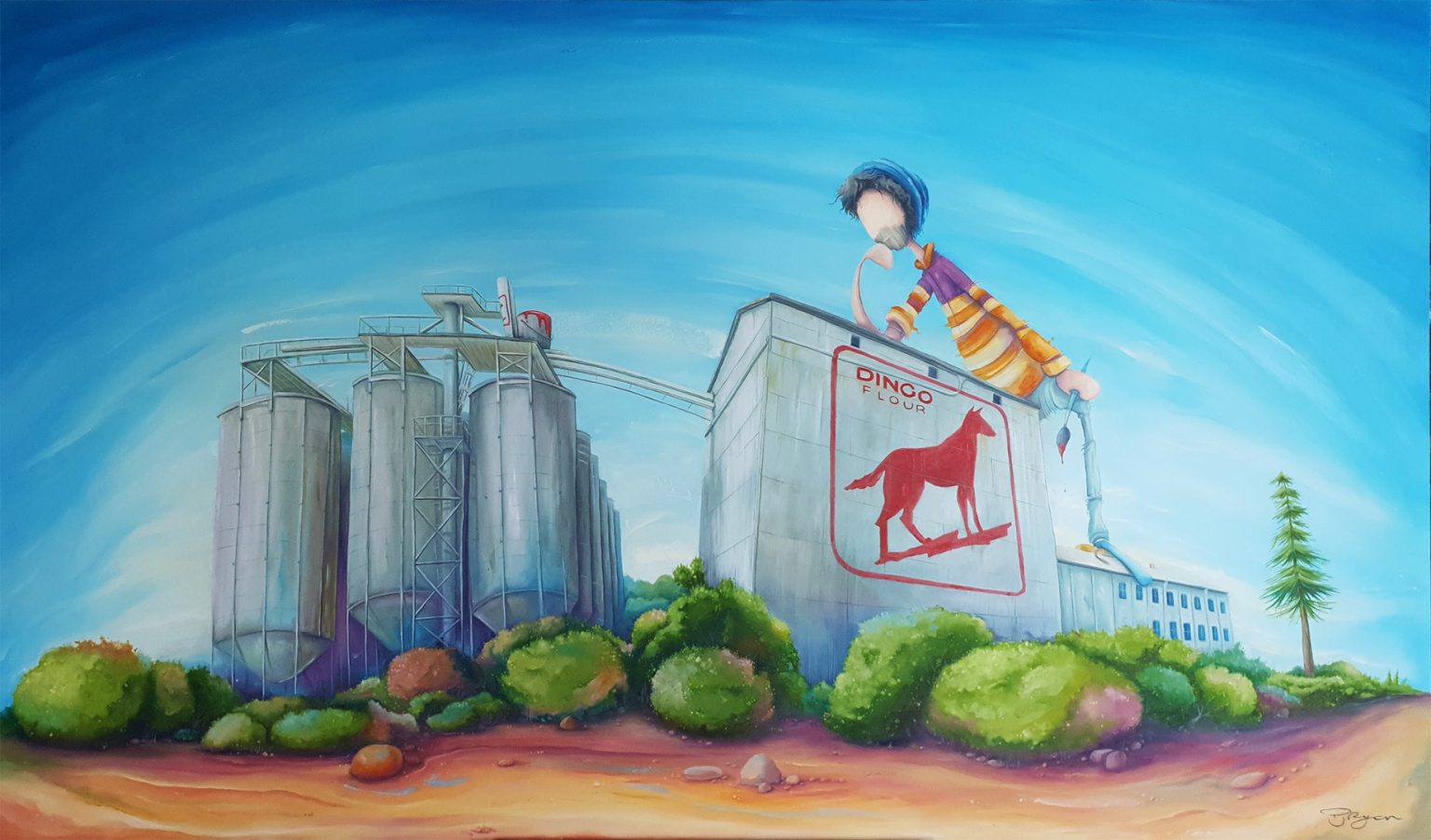 Peter Ryan's "Designing the Dingo Flour Mill" oil painting product