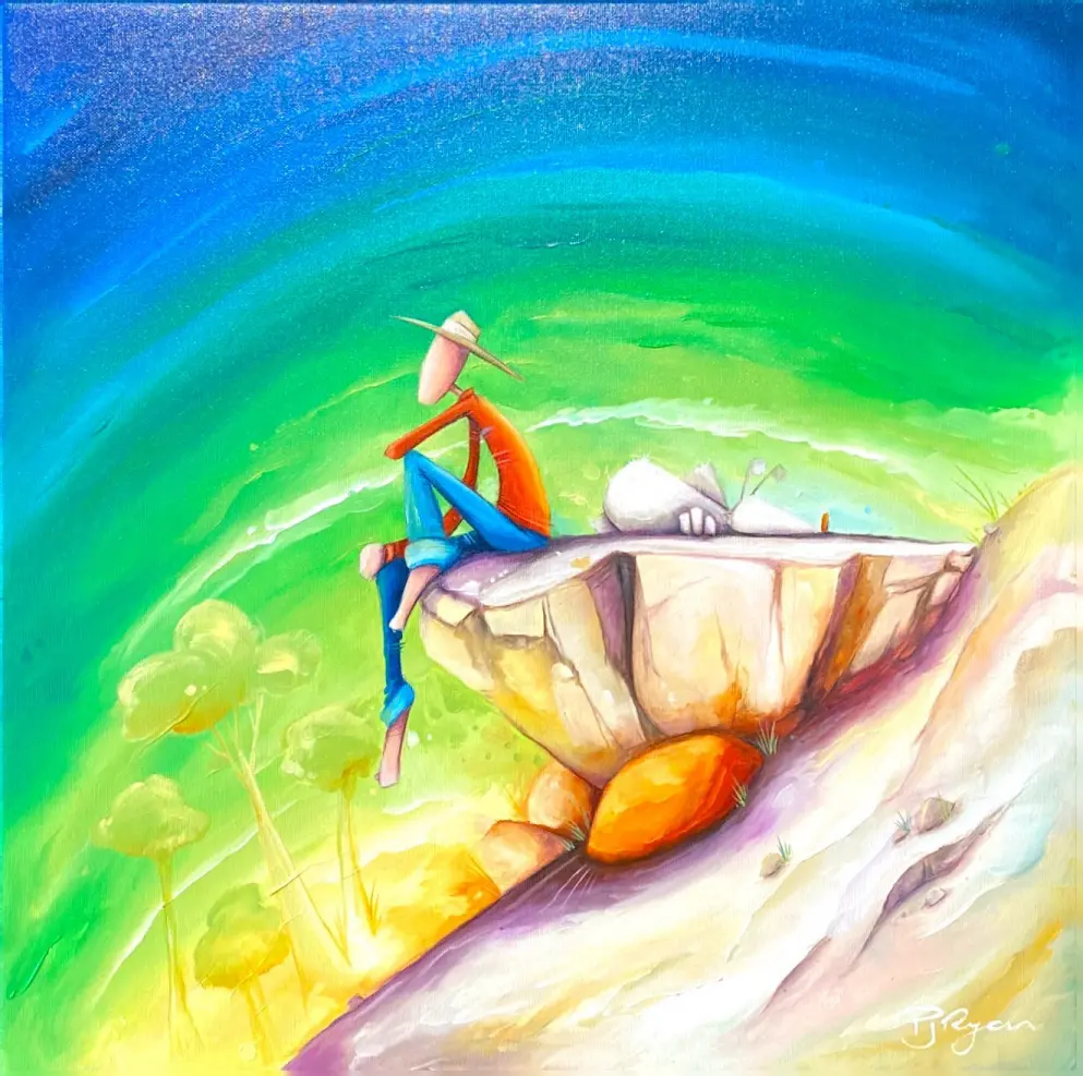 Peter Ryan's "Off The Ledge" Oil on Canvas artwork for sale