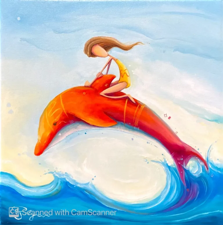 Peter Ryan's "Wave Flipper" Oil on Canvas artwork for sale