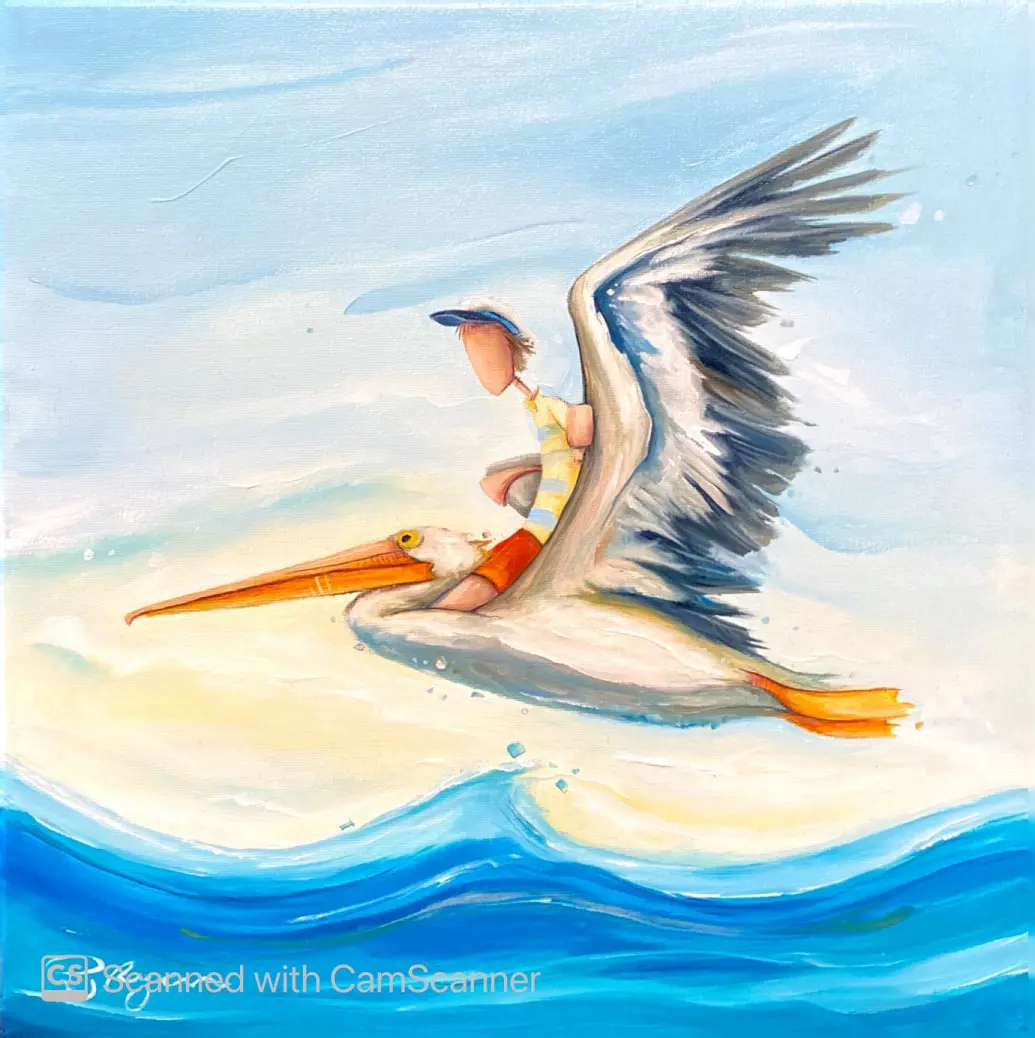 Peter Ryan's "Wave Skipper" Oil on Canvas artwork for sale