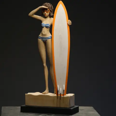 Stefan Neidhardt's "Beach Break" Timber Sculpture Limewood artwork for sale