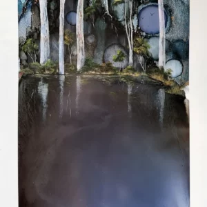 Suzy French "Mystery Forest" Ink & Oil on Aluminium Panels painting original art for sale product