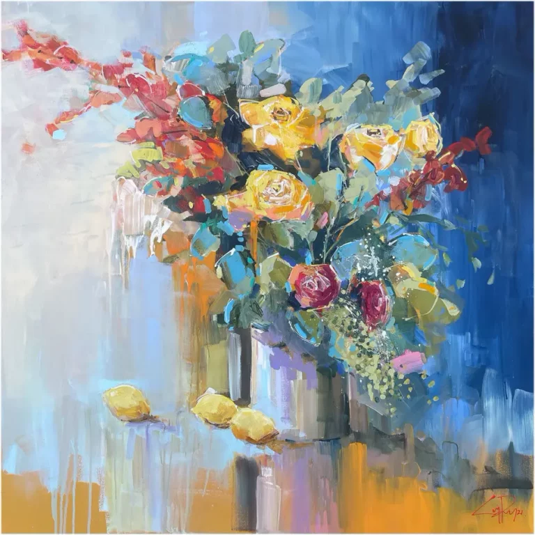 Craig Penny's "Yellow Flowers" Acrylic Painting
