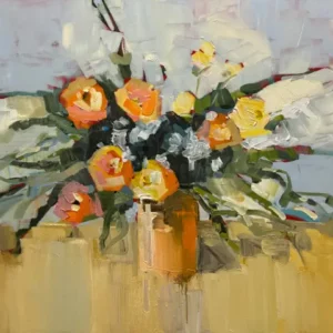 Craig penny's "Orange vase" Acrylic on canvas artwork for sale
