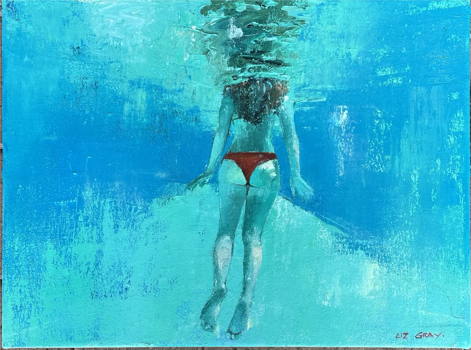 Liz Gray's "Red Bikini" Oil Painting Product